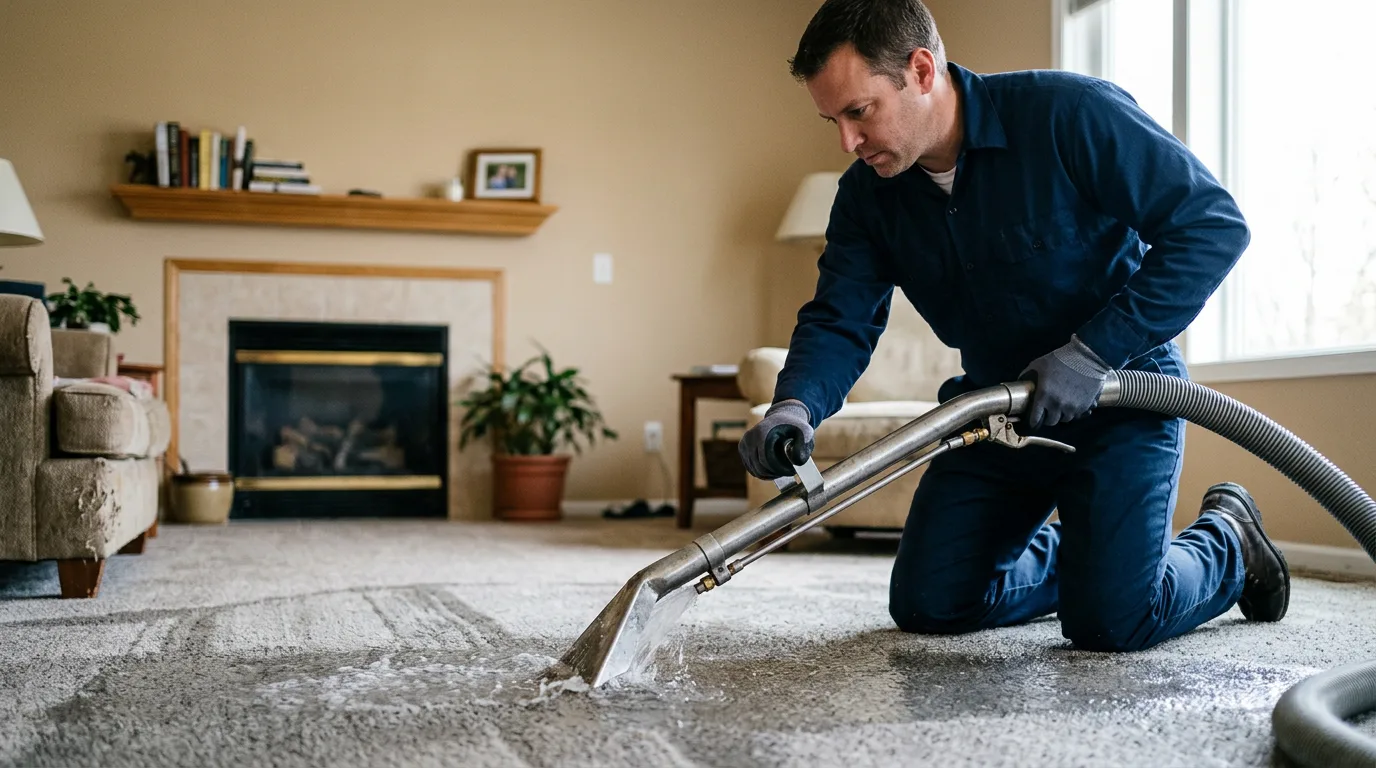Water damage restoration technician working near Minford, OH